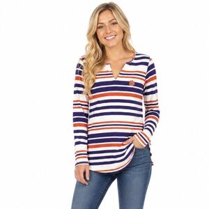 Clemson Tigers Womens Top Size Small Orange Purple Striped Tunic Relaxed Fit